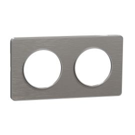 Plaque Odace Touch - Aluminium brossé avec liseré aluminium - Double horizontale / verticale 71mm