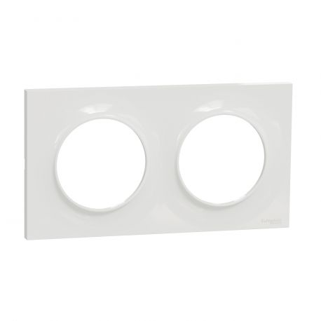 Boite de 10 plaques Odace Styl - Blanc brillant - Double horizontale / verticale 71mm