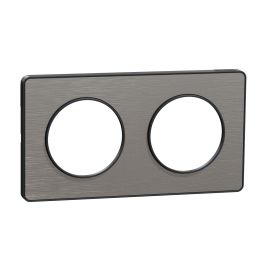 Plaque Odace Touch - Aluminium brossé avec liseré anthracite - Double horizontale et verticale