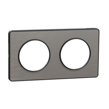 Plaque Odace Touch - Aluminium brossé avec liseré anthracite - Double horizontale et verticale