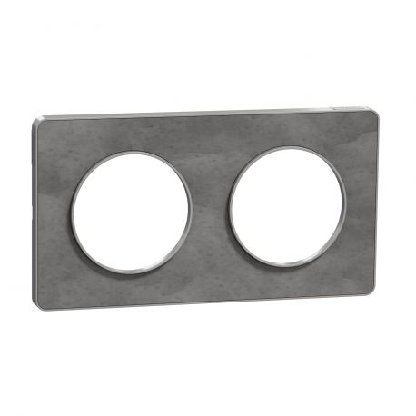 Plaque Odace Touch - Ardoise avec liseré aluminium - Double horizontale / verticale 71mm