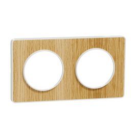 Plaque Odace Touch - Bois naturel avec liseré blanc - Double horizontale / verticale 71mm