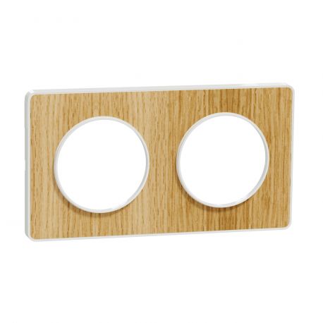Plaque Odace Touch - Bois naturel avec liseré blanc - Double horizontale / verticale 71mm