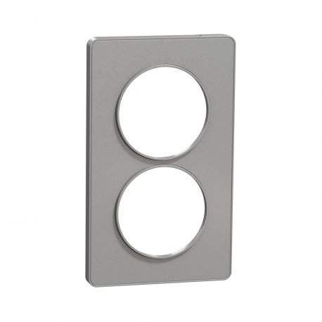 Plaque Odace Touch - Aluminium sans liseré - Double verticale 57mm
