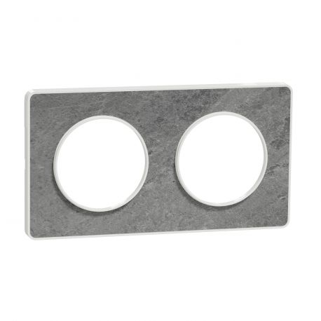 Plaque Odace Touch - Pierre galet avec liseré blanc - Double horizontale / verticale 71mm