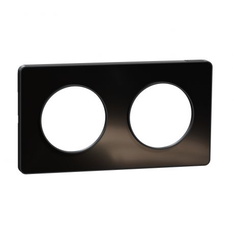 Plaque Odace Touch - Aluminium brillant fumé avec liseré anthracite - Double horizontale et verticale