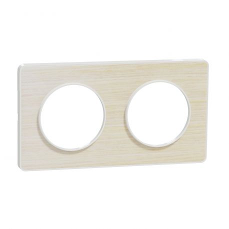 Plaque Odace Touch - Bois nordique avec liseré blanc - Double horizontale / verticale 71mm