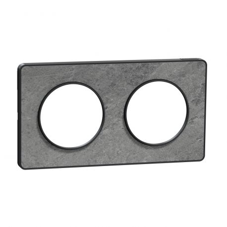 Plaque Odace Touch - Pierre galet avec liseré anthracite - Double horizontale et verticale