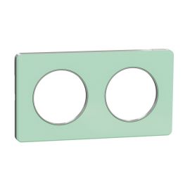 Plaque Odace Touch - Translucide vert avec liseré aluminium - Double horizontale / verticale 71mm