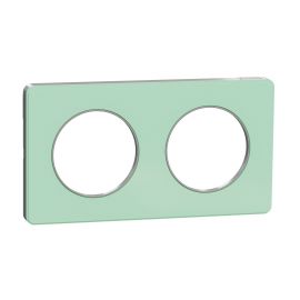 Plaque Odace Touch - Translucide vert avec liseré aluminium - Double horizontale / verticale 71mm