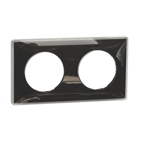 Plaque Odace You - Noir et support blanc - 2 postes Entraxe 71 mm Horizontal ou vertical