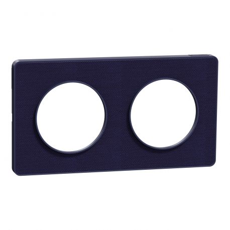 Plaque de finition 2 postes Kvadrat Odace Touch Schneider Electric - Clipsable - Roi/Cobalt