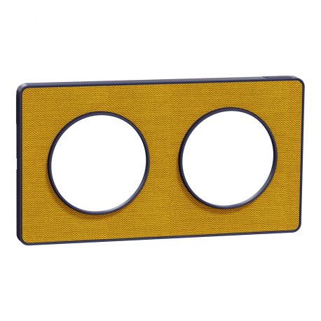 Plaque de finition 2 postes Kvadrat Odace Touch Schneider Electric - Clipsable - Ocre/Cobalt