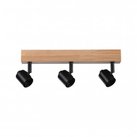 Spot orientable 3 flammes Arvid Paulmann - 3x20W max - E27 - IP20 - Noir/bois - Dimmable