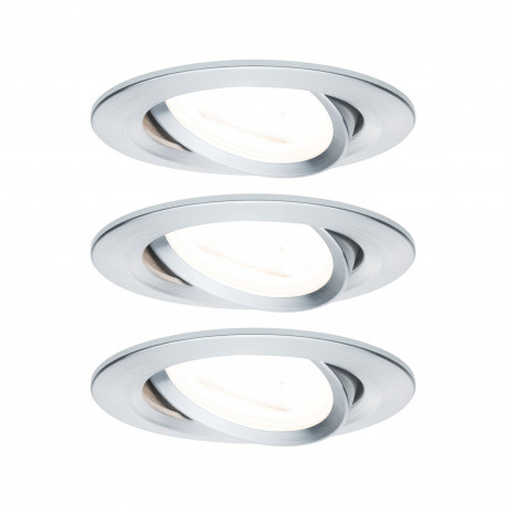 Lot de 3 spots encastrés LED Nova Paulmann - 3x6,5W - 2700K - GU10 - Avec ampoules - Alu tourné