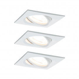 Lot de 3 spots encastrés orientables Nova LED Paulmann - Carré - GU10 - 3x6.5W - 2700K - IP23 - Blanc - Dimmable