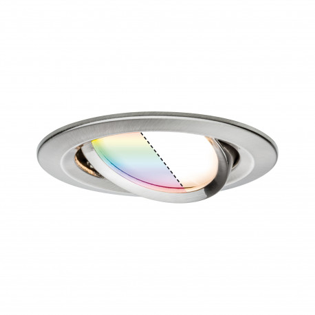 Spot connecté Nova LED Coin Paulmann - Rond - Orientable - 6W - RGB+W - Acier brossé - Dimmable