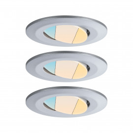 Kit de 3 spots LED ronds orientables CCT Calla Paulmann - IP65 - 5W - 3000 à 6500K - Chrome - Non dimmable