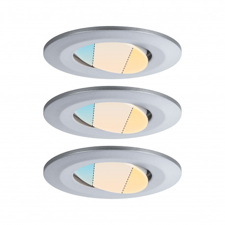 Kit de 3 spots LED ronds orientables CCT Calla Paulmann - IP65 - 5W - 3000 à 6500K - Chrome - Non dimmable