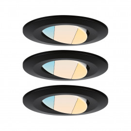 Kit de 3 spots LED ronds orientables CCT Calla Paulmann - IP65 - 5W - 3000 à 6500K - Noir - Non dimmable