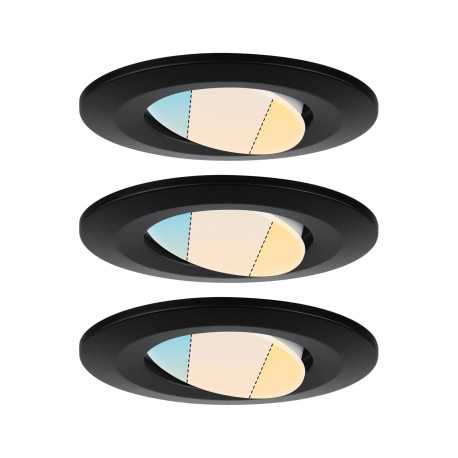 Kit de 3 spots LED ronds orientables CCT Calla Paulmann - IP65 - 5W - 3000 à 6500K - Noir - Non dimmable