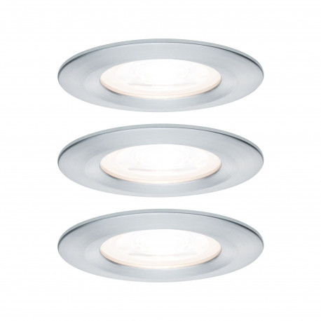 Spots encastré Nova fixe Paulmann - Lot de 3 - GU10 - 2700K - Gradable - Alu tourné