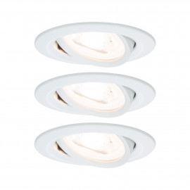 Lot de 3 spots encastrés LED Nova Paulmann - 3x6,5W - 2700K - GU10 - Avec ampoules - Blanc dépoli
