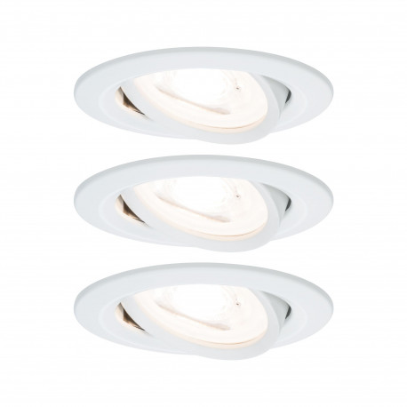 Lot de 3 spots encastrés LED Nova Paulmann - 3x6,5W - 2700K - GU10 - Avec ampoules - Blanc dépoli