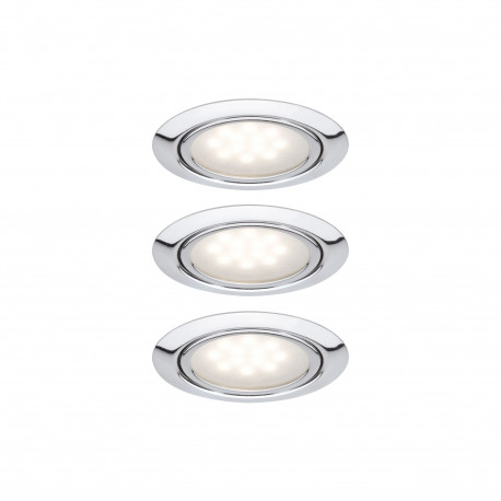 Kit Encastr. Meuble LED 3x1W 12VA 230/12V 65mm Chrome/Métal