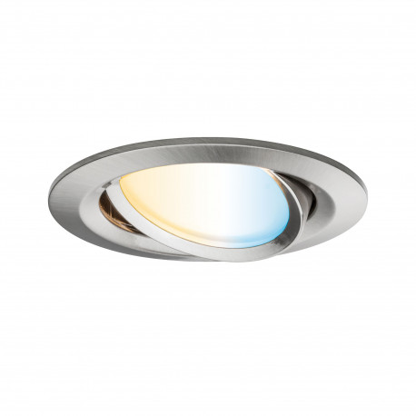 Spot connecté Nova LED Coin Paulmann - Rond - Orientable - 6W - 2700/6500K - Acier brossé - Dimmable