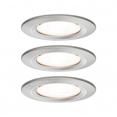 Spots encastré Nova fixe Paulmann - Lot de 3 - GU10 - 2700K - Gradable - Acier brossé