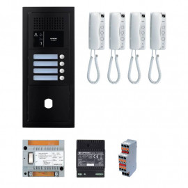 Pack interphone GT Aiphone GTBA4EB - 4 BP programmé - Noir satiné