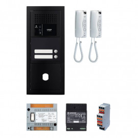 Pack interphone GT Aiphone GTBA2EB - 2 BP programmé - Noir satiné