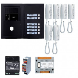 Pack interphone GT Aiphone GTBA6EB - 6 BP programmé - Noir satiné
