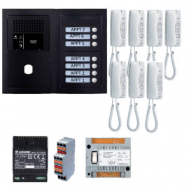 Pack interphone GT Aiphone GTBA7EB - 7 BP programmé - Noir satiné