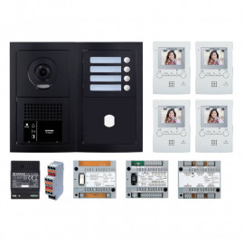Pack vidéo GT Aiphone GTBV4EB - 4 BP programmé - Noir satiné
