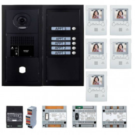 Pack vidéo GT Aiphone GTBV5EB - 5 BP programmé - Noir satiné