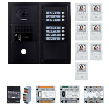Pack vidéo GT Aiphone GTBV7EB - 7 BP programmé - Noir satiné