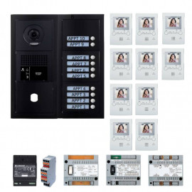 Pack vidéo GT Aiphone GTBV10EB - 10 BP programmé - Noir satiné