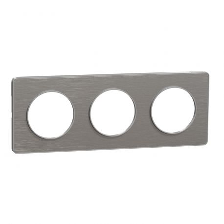Plaque Odace Touch - Aluminium brossé avec liseré aluminium- Triple horizontale / verticale 71mm