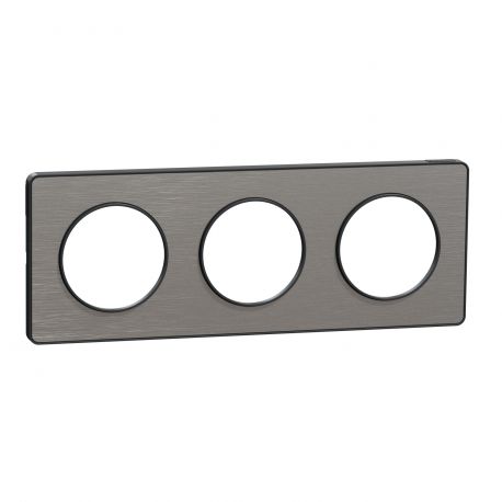 Plaque Odace Touch - Aluminium brossé avec liseré anthracite - Triple horizontale et verticale