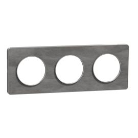 Plaque Odace Touch - Ardoise avec liseré aluminium - Triple horizontale / verticale 71mm