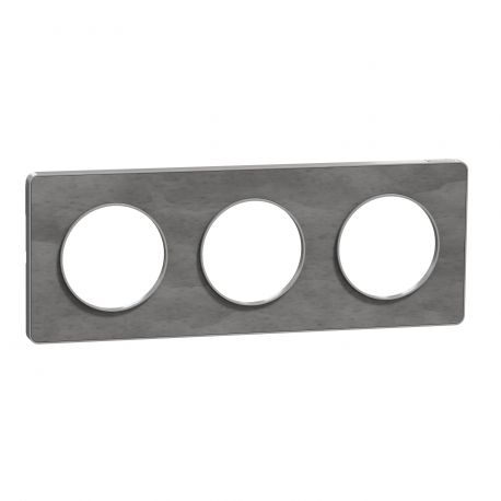 Plaque Odace Touch - Ardoise avec liseré aluminium - Triple horizontale / verticale 71mm