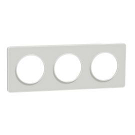Plaque Odace Touch - Translucide blanc avec liseré blanc - Triple horizontale / verticale 71mm
