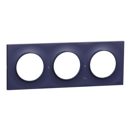Plaque Odace Styl Schneider Electric - Cobalt - Triple Horizontale / Verticale 71mm