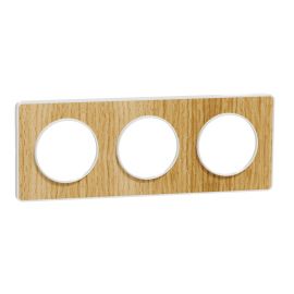 Plaque Odace Touch - Bois naturel avec liseré blanc - Triple horizontale / verticale 71mm