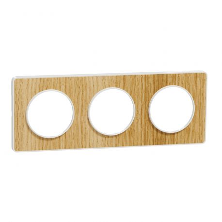 Plaque Odace Touch - Bois naturel avec liseré blanc - Triple horizontale / verticale 71mm