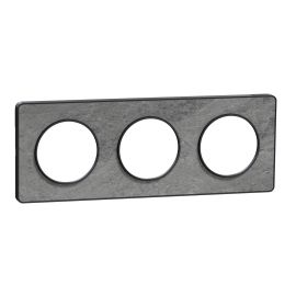 Plaque Odace Touch - Pierre galet avec liseré anthracite - Triple horizontale et verticale