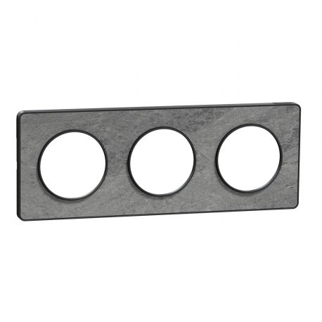Plaque Odace Touch - Pierre galet avec liseré anthracite - Triple horizontale et verticale