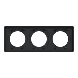 Plaque Odace Touch - Aluminium brillant fumé avec liseré anthracite - Triple horizontale et verticale